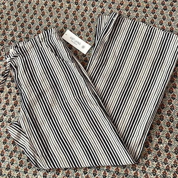 NWT Just Living (The Dream) Linen Blend Striped Wide Leg Pants Size Medium - Picture 9 of 12